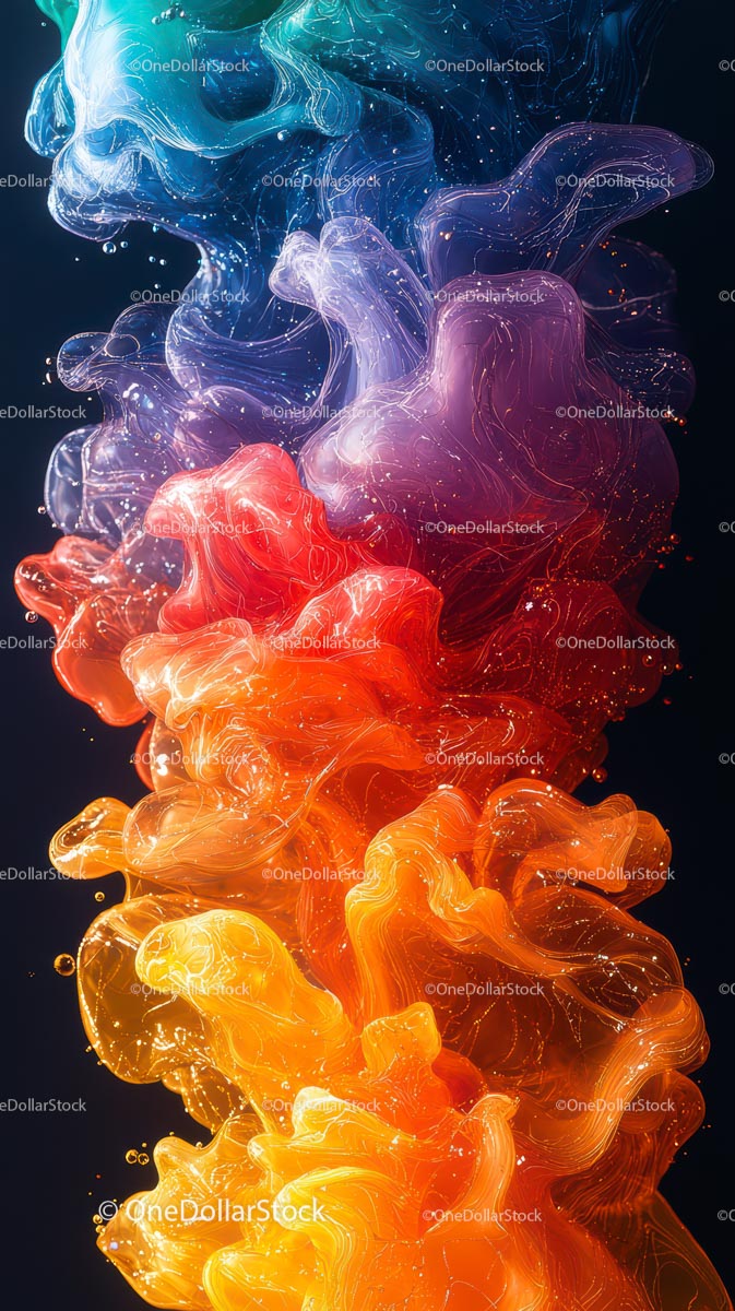 Vibrant Colorful Ink Swirls in Water for Artistic Abstract Background