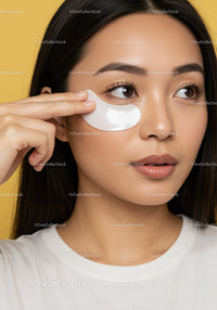 Young Woman Applying Eye Patch for Skincare Routine