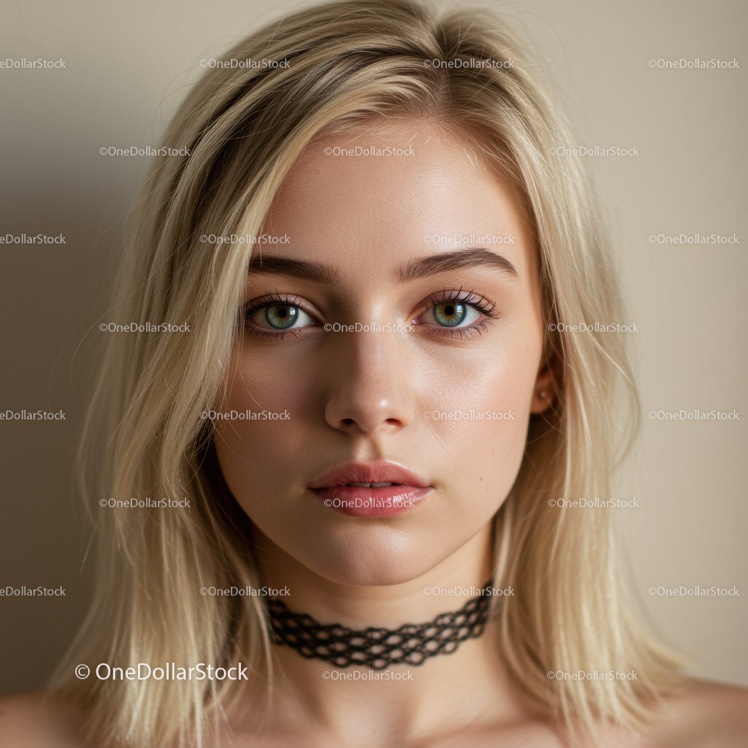 Portret młodej kobiety o niebieskich oczach i blond włosach w świetle naturalnym