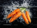 Fresh Orange Carrots in Water Splash for Healthy Food Presentation