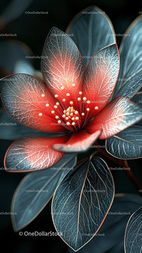 Colorful Exotic Succulent with Red and Blue Green Leaves