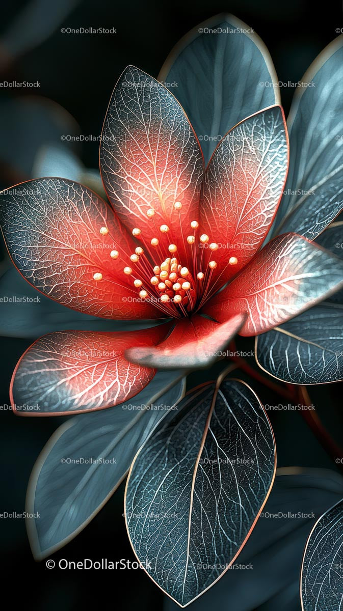 Colorful Exotic Succulent with Red and Blue Green Leaves