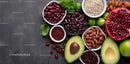Fresh Assorted Beans Pomegranate Avocado Nuts and Berries for Healthy Cooking