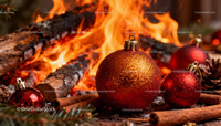 Warm Christmas Ornaments and Cinnamon by Firelight