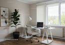 Bright Modern Home Office with Large Window and Indoor Plant