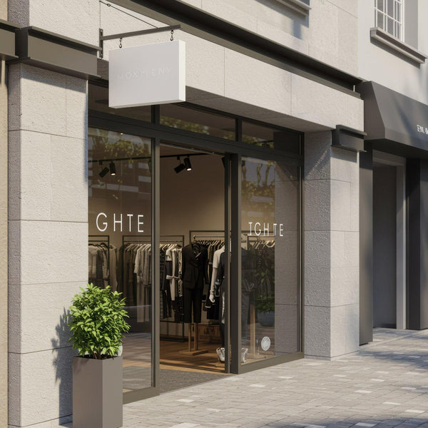 Modern clothing boutique with minimalist storefront design JPG Mockup Image