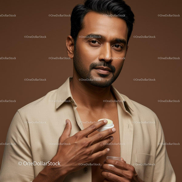 Elegant Mature Man Applying Moisturizer for Healthy Skin