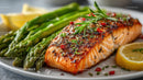 Grilled Salmon with Asparagus and Lemon Slices for Fine Dining