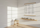 Minimalist zen corner with balanced stones and wall art