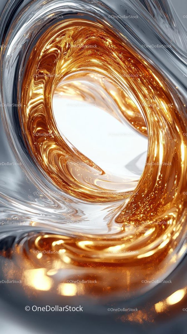 Abstract Gold and Silver Swirling Metallic Art Background