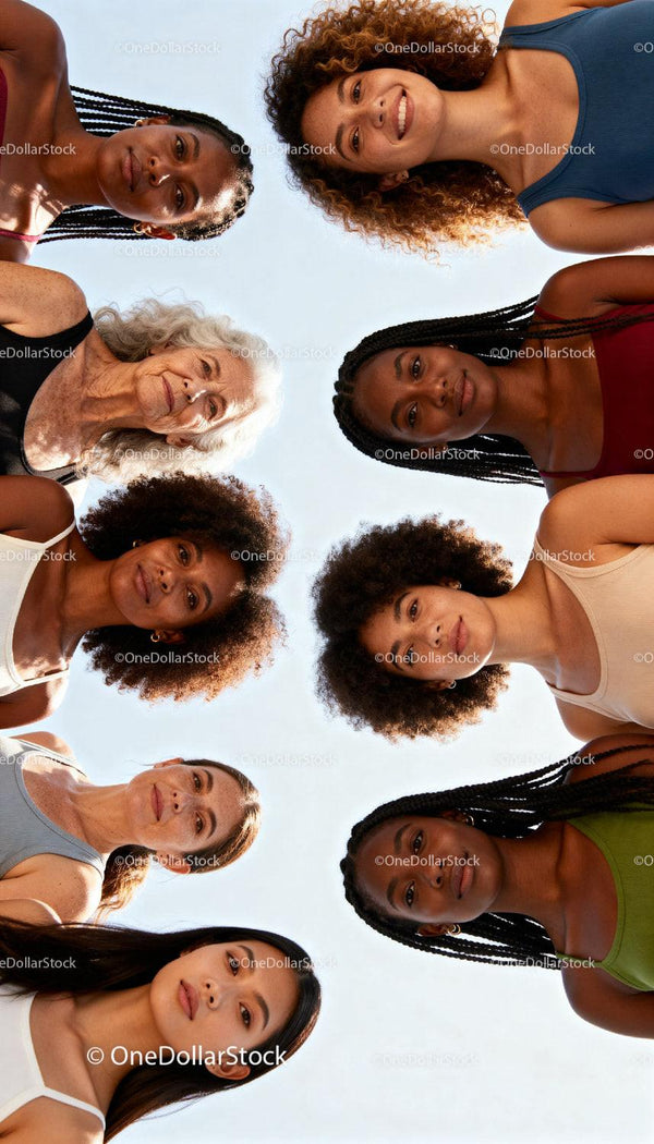 Diverse group of women united in natural beauty