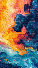 Vibrant Abstract Fluid Painting with Swirling Colors and Textures