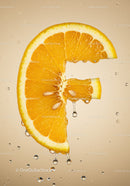 Fresh Orange Slice with Juice Drops on Light Background