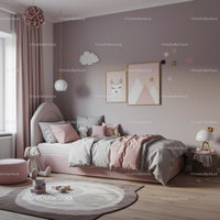 Charming Pink and Gray Children's Bedroom with Playful Decor