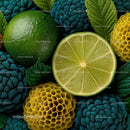 Vibrant Green Limes and Textured Leaves Composition