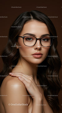 Elegant Woman with Glasses and Brown Hair in Professional Portrait