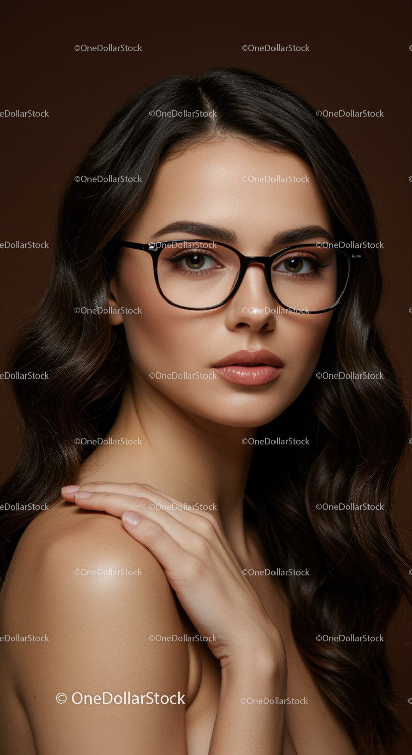 Elegant Woman with Glasses and Brown Hair in Professional Portrait