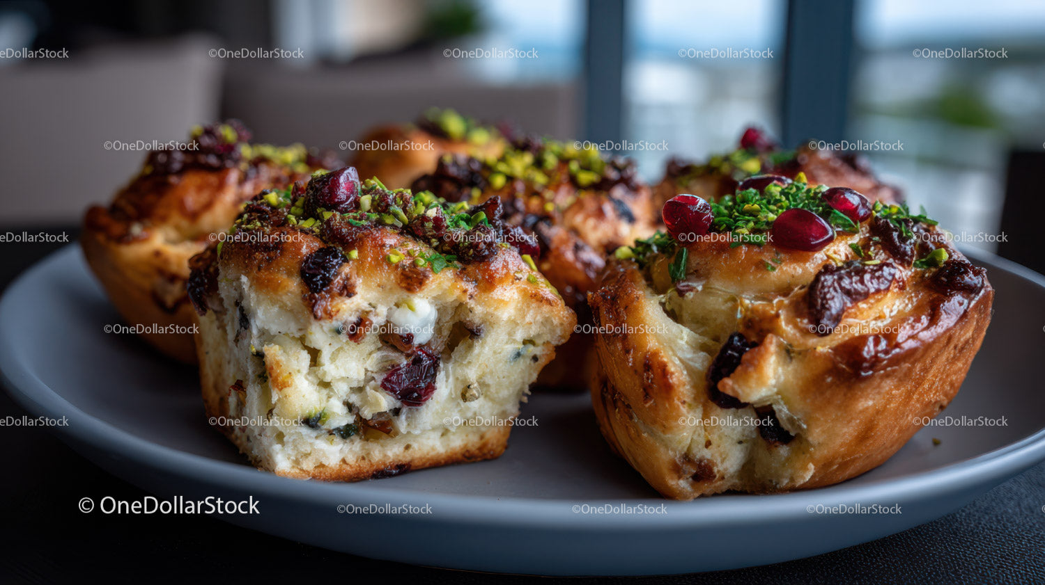 Pieczone muffiny z wiśniami i pistacjami ze słodką polewą