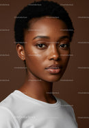 Portrait of Elegant African Woman with Natural Curly Hair and Clear Skin