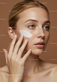Young Woman Applying Facial Moisturizer for Healthy Glowing Skin