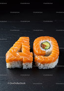 Creative sushi shaped as number forty on black surface