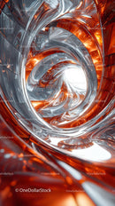 Futuristic Metallic Swirl Abstract Art with Glowing Highlights
