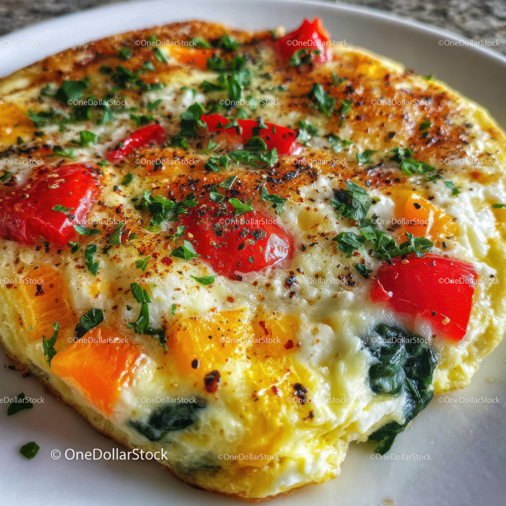 Colorful Vegetable Omelette with Bell Peppers and Fresh Herbs