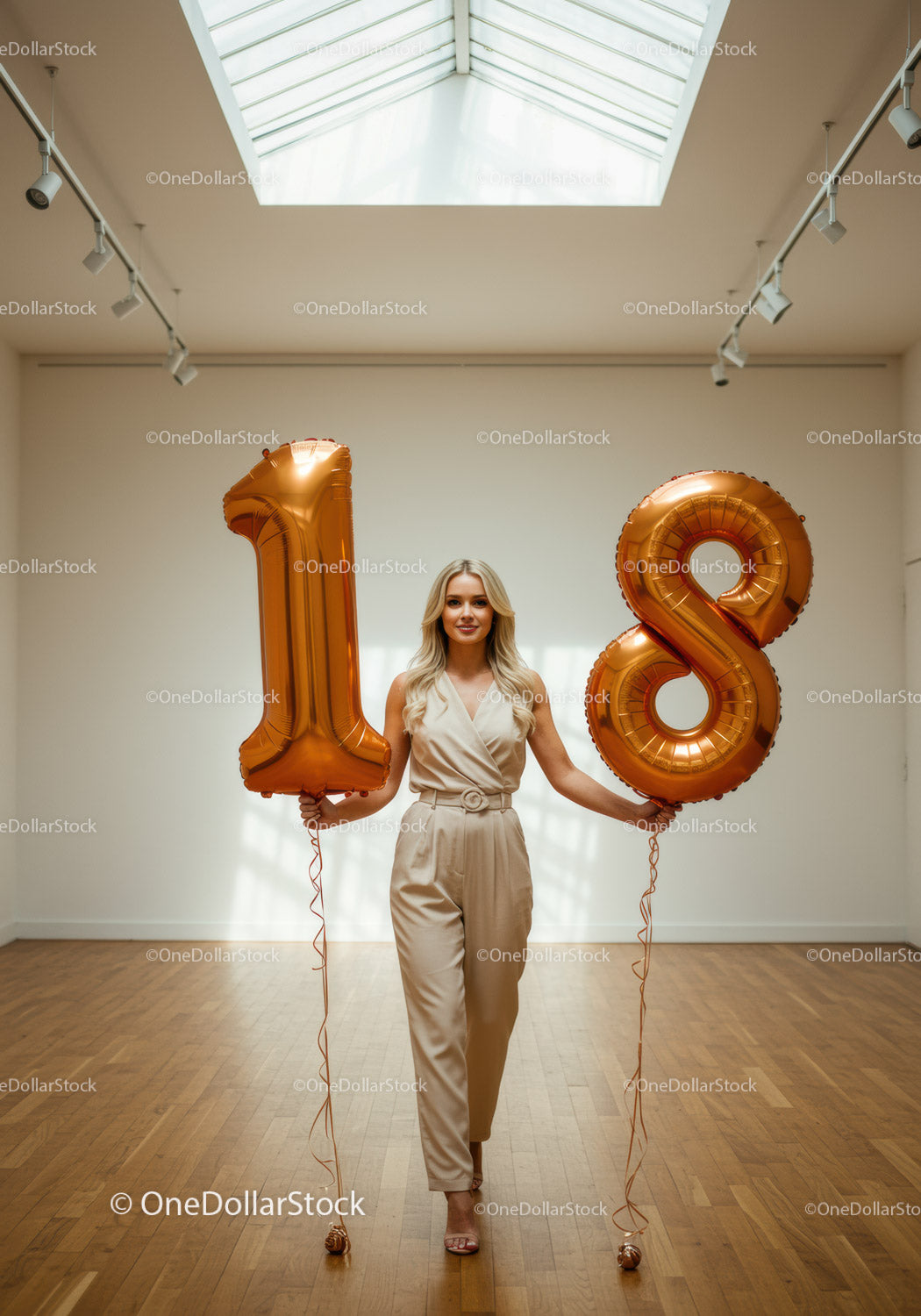 Młoda kobieta świętująca 18 urodziny z balonami