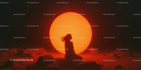 Sunlike Glowing Orb in Space with Cosmic Background and Stars