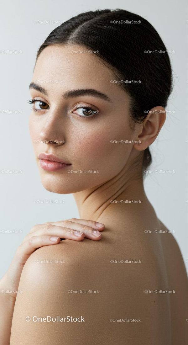 Elegant Young Woman Portrait with Perfect Skin and Cool Expression