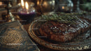 Gourmet Succulent Steak with Rosemary Garnish on Silver Platter