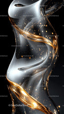Elegant Abstract Swirling Metallic Ribbons with Gold Accents