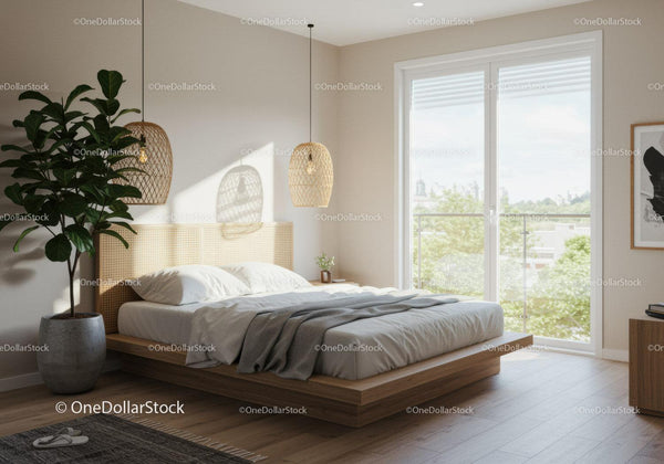 Minimalist Bedroom with Natural Light and Cozy Textures