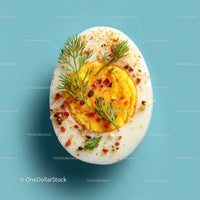 Fresh Hard Boiled Egg Garnished with Parsley and Red Pepper Flakes