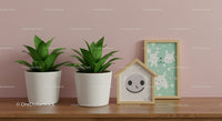 Green Houseplants with Decorative Frames and Cozy Home Decor