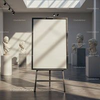 Empty Canvas on Easel in Bright Museum Gallery