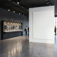 Modern showroom with smartphones and spacious minimalist design
