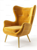 Luxury Velvet Yellow Armchair with Gold Legs for Modern Interiors