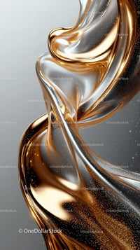 Elegant Gold and Silver Metallic Swirl Abstract Background