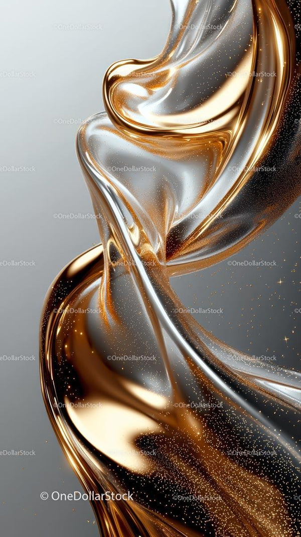 Elegant Gold and Silver Metallic Swirl Abstract Background
