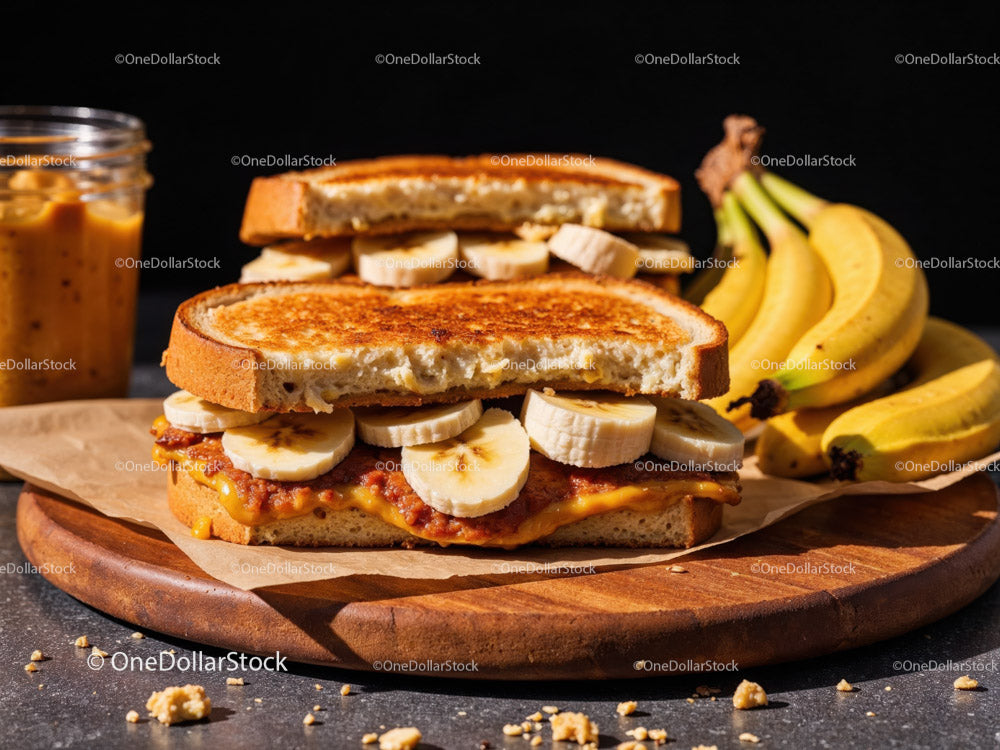 Banana and Peanut Butter Toasted Sandwich with Fresh Bananas