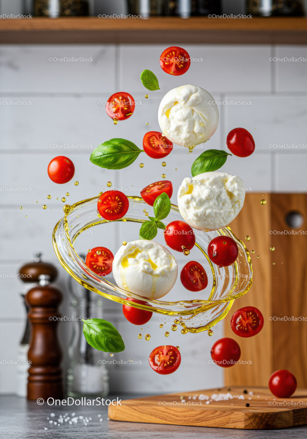 Świeży ser burrata z pomidorkami koktajlowymi i bazylią