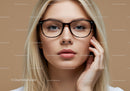 Elegant Blonde Woman in Stylish Glasses Looking Confident