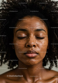 Young Woman with Curly Hair Relaxing During Facial Skincare Treatment