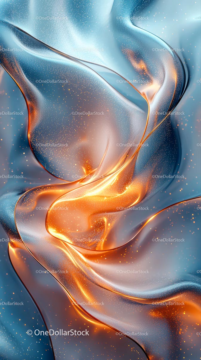 Elegant Metallic Abstract Art with Golden Silver Flowing Textures