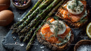 Smoked Salmon Toast with Deviled Eggs and Fresh Asparagus