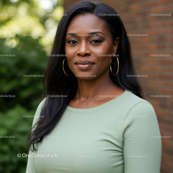Confident woman with natural look in outdoor setting