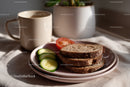 Healthy Breakfast with Whole Grain Bread Cucumber and Tomato Slices