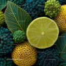 Vibrant Lime and Fresh Broccoli Medley on Dark Background