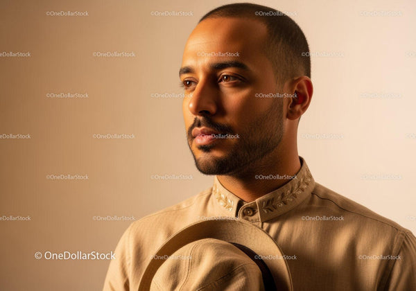 Stylish Male Portrait with Confident Expression and Warm Lighting